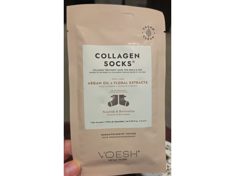 VOESH New York Collagen Socks, Argan Oil + Floral Extracts, 0.54 fl oz/16 mL, 1 Pair