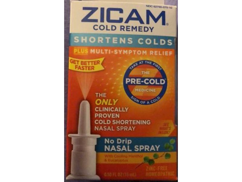 Zicam Cold Remedy No Drip Nasal Spray, Cooling Menthol & Eucalyptus, 0.5 fl oz/15 mL