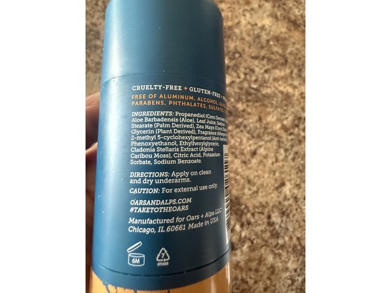 Oars + Alps Deodorant, Mandarin Woods, 2.6 oz/75 g