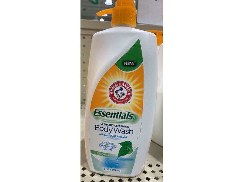 Arm & Hammer Essentials Ultra Replenishing Body Wash, Simply Fresh, 32 oz/946.3 ml