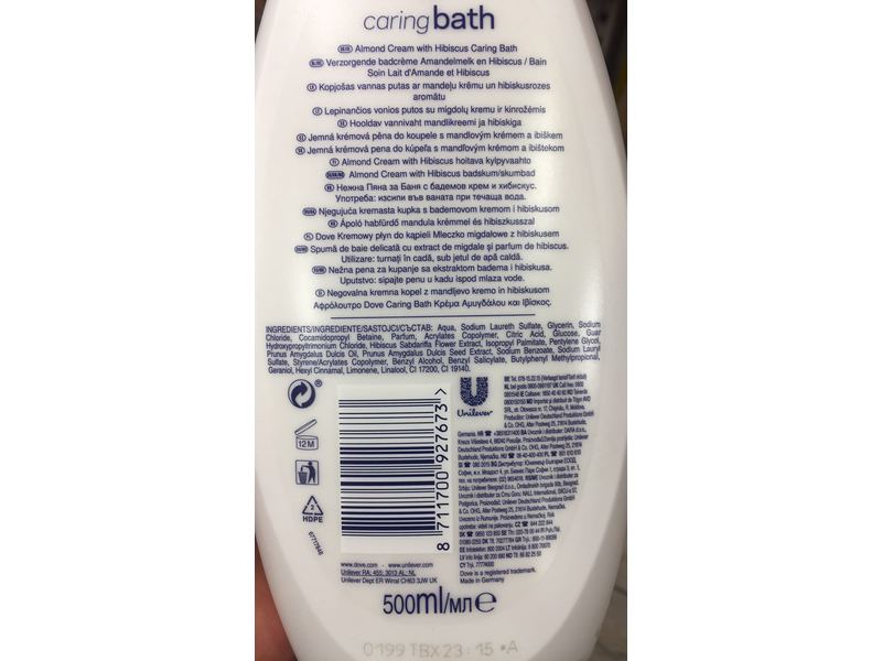 Dove Caring Bath, Almond Cream & Hibiscus, 500 mL