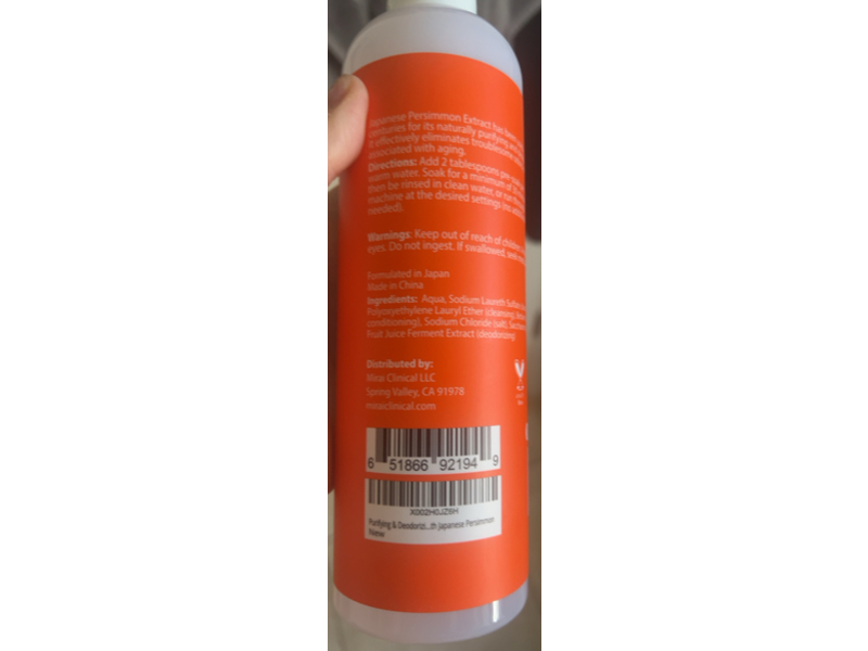 Mirai Clinical Purifying & Deodorizing Pre Soak Detergent, Japanese Persimmon, 16.9 fl oz/500 mL