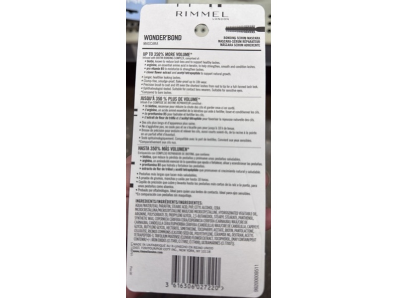 Rimmel Wonder'Bond Serum Mascara, 001 Black, 0.37 oz/11 mL