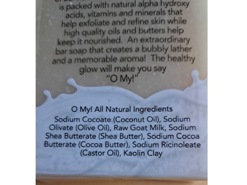 O My! Goat Milk Soap Bar, Fragrance Free, 6 oz/170 g