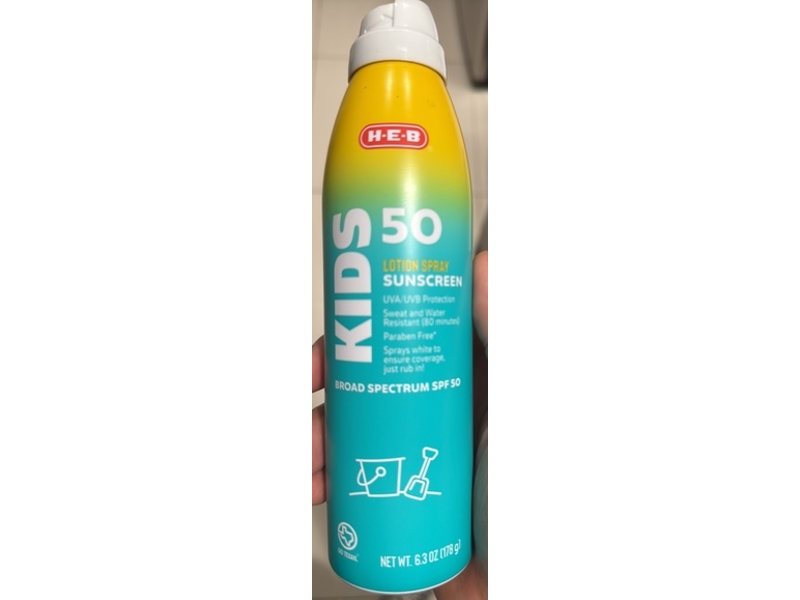 H.E.B Kids Sunscreen Lotion Spray, SPF 50, 6.3 oz/178 g