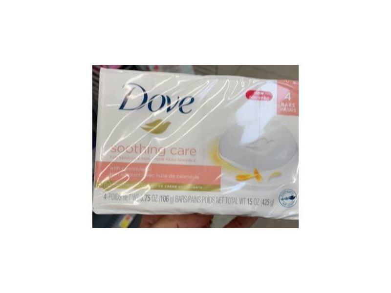 Dove Soothing Care Bar Soap, Sensitive Skin, 3.75 oz/106 g, 4 Bars