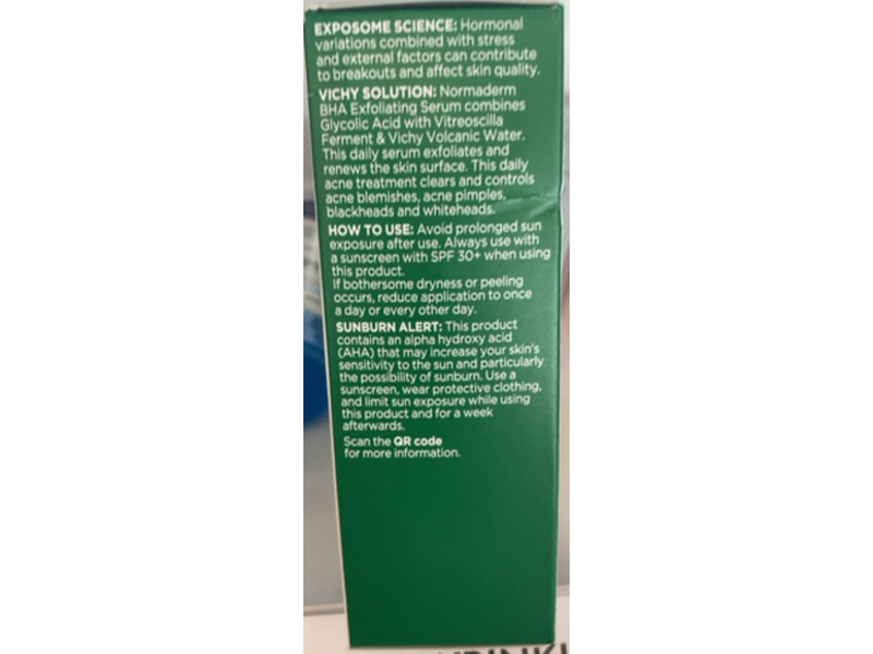 Vichy Laboratoires Normaderm Exfoliating Serum, BHA, 1.01 fl oz/30 mL