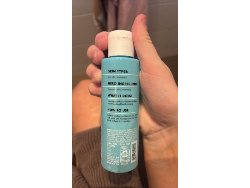 e.l.f. Skin Holy Hydration Daily Cleanser, Hyaluronic Acid + Ceramides, 3.71 fl oz/110 mL