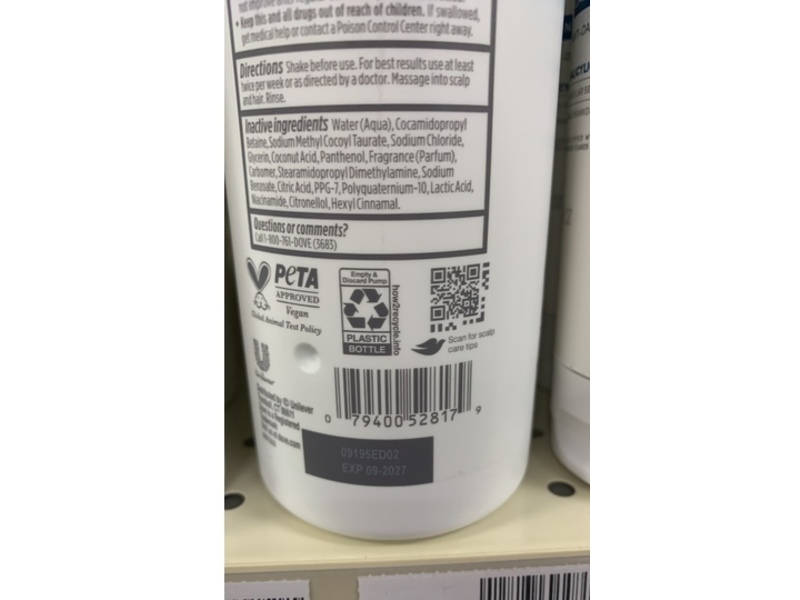 Dove Derma Scalp Anti-Dandruff Shampoo, Dandruff Relief, 16 fl oz