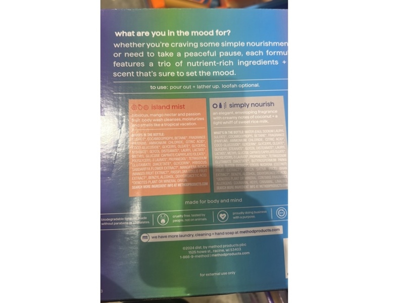 Method Island Mist & Simply Nourish Body Wash, 28 fl oz/828 mL, 2 Count