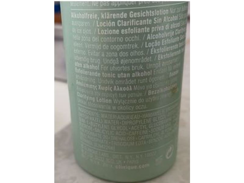 Clinique Clarifying Lotion 1.0 Twice a Day Exfoliator, Alcohol-Free, 3.4 fl oz/100 mL