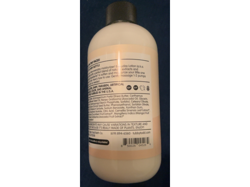 Tubby Todd Everyday Lotion, Fragrance Free, 8.5 oz/240 g
