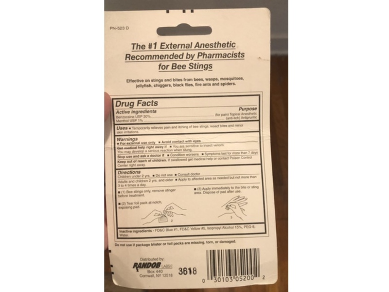 Sting Kill 2 In 1 Disposable Saturated Sting Kill Wipes, 8 Count, Pack Of 2