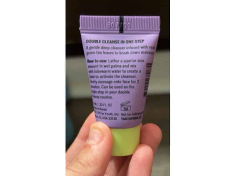 Youth Foria Night Off Deep Jelly Cleanser, Green Tea, 0.33 fl oz/10 mL