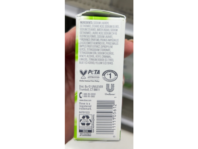 Dove Cleansing Bar, Almond Milk & Green Apple, 5 oz, 4 Count