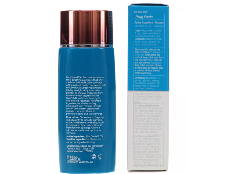 Colorescience Sunforgettable Total Protection Face Shield Flex Sunscreen, Light, SPF 50 PA++++, 1.8 fl oz/55 mL