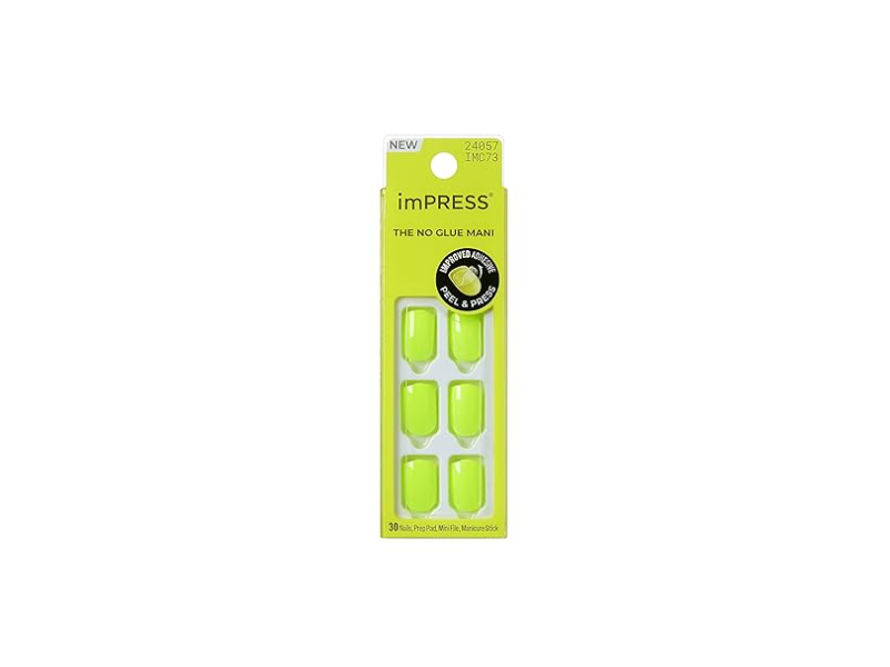 Kiss Impress The No Glue Mani Nails, Brillix Yellow, 30 Count