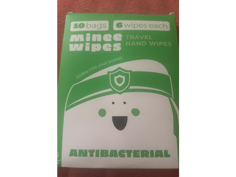 Minee Antibacterial Hand Wipes, 6 Count, Pack Of 10