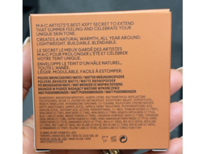 M.A.C Skinfinish Sunstruck Matte Bronzer, Matte Rich Golden, 0.28 oz/8 g