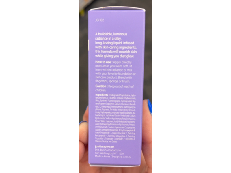 Joah Glow Liquid Highlighter, Peptides & Elastin Exract, Golden Hour, 0.39 oz/11 g