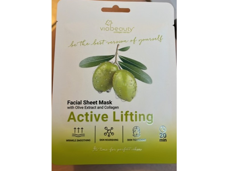 Viabeauty Facial Sheet Mask, Olive Extract & Collagen, 22 g, 1 Count