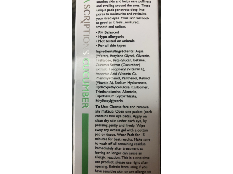 spascriptions under Eye pads, cucumber, 5 Pair