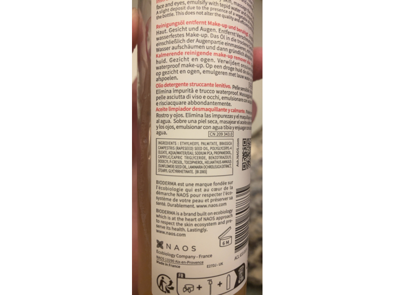 Bioderma Sensibio Micellar Cleansing Oil, Amino Acid & Omega 3-6, 5 fl oz/150 mL