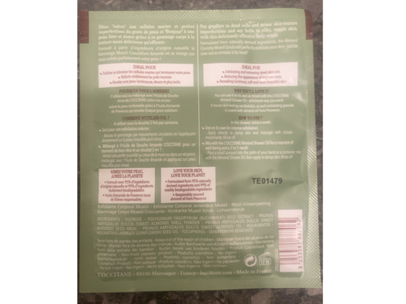 L’Occitane en Provence Amande Exfoliating & Smoothing Body Scrub, 0.5 oz/15 g