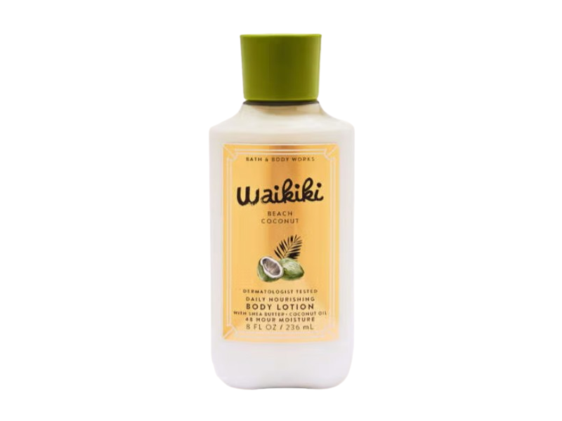 Bath & Body Works Waikiki Body Lotion, Beach Coconut, 8 fl oz/236 mL.