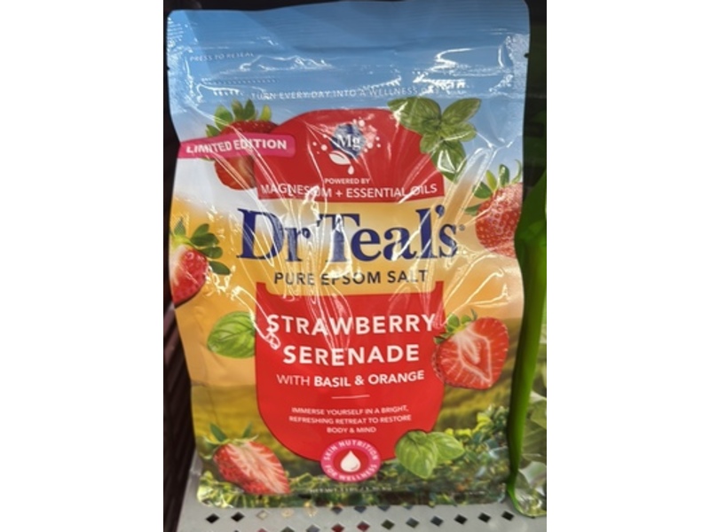 Dr Teal's Epsom Salt, Strawberry Serenade, Basil & Orange, 1.36 kg