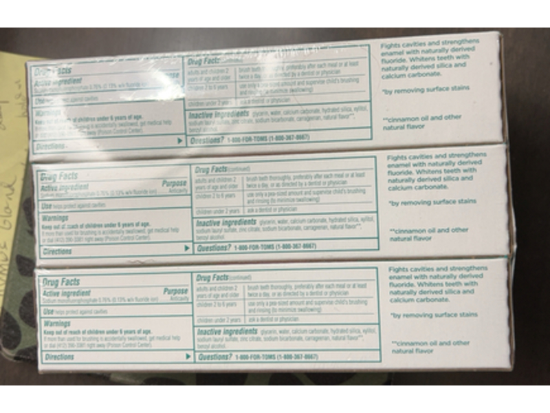 Tom's of Maine Whole Care Anticavity Toothpaste, Cinnamon Clove, 4.0 oz/113 g, Pack Of 3