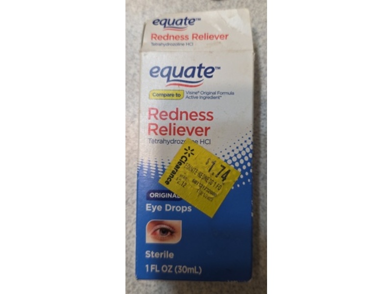 Equate Redness Reliever Eye Drops, 1 fl oz/30 mL