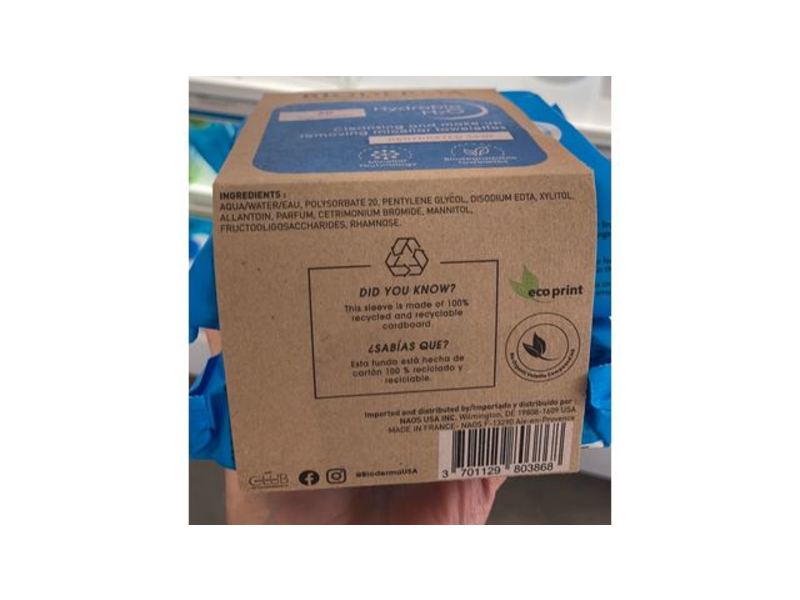 BIoderma Hydrabio H2O Cleansing & Make-Up Removing Micellar Towelettes, 25 Ct, Pack Of 2