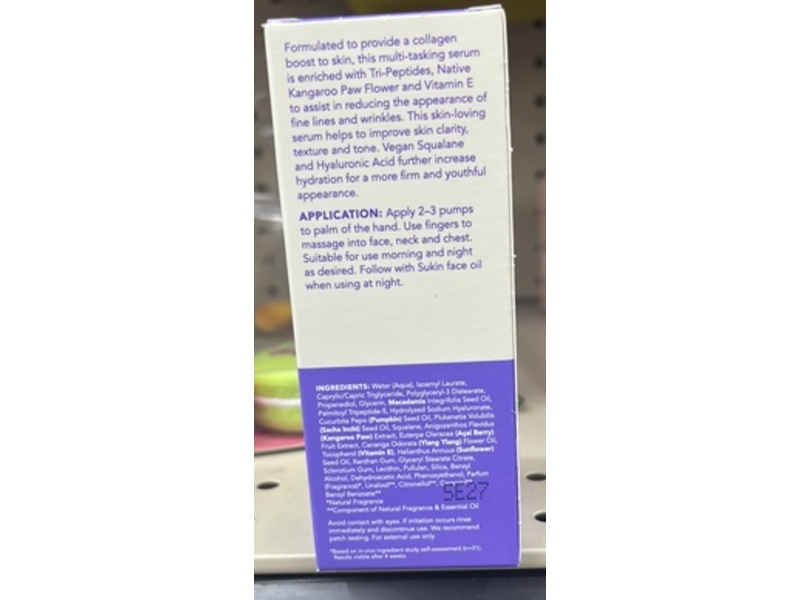 Sukin Natural Actives Pro-Collagen Serum, Tri Peptides Acai Berry Extract, 0.85 fl oz/25 mL