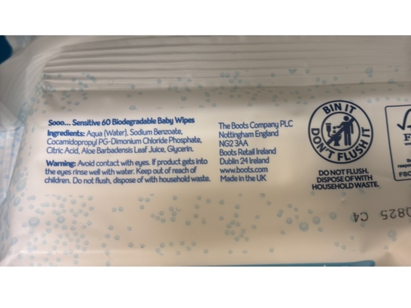 Boots Sooo Sensitive Baby Wipes, 60 Count