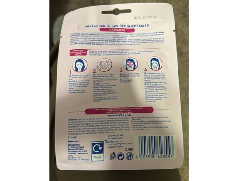 Nivea Serum Infused Sheet Mask, Shea Butter & Argan Oil, 1 Count