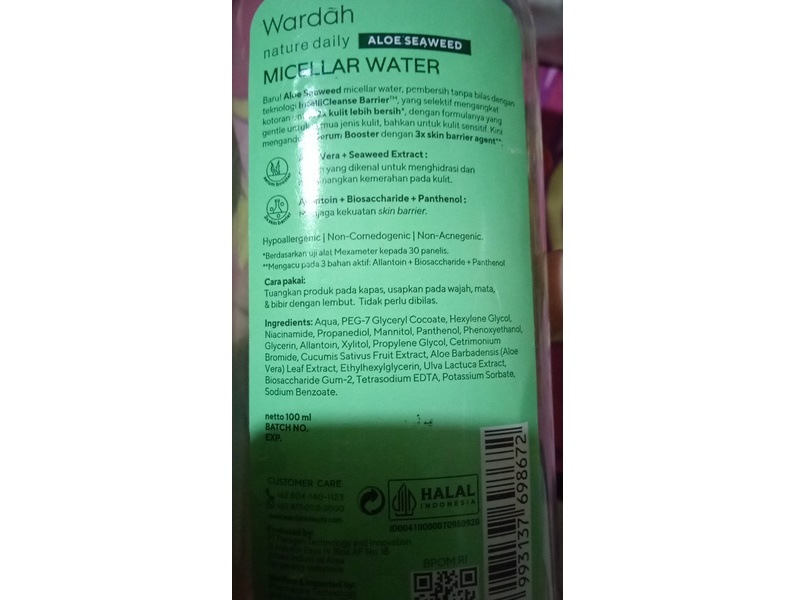 Wardah Micellar Water, Aloe Seaweed, 100 mL