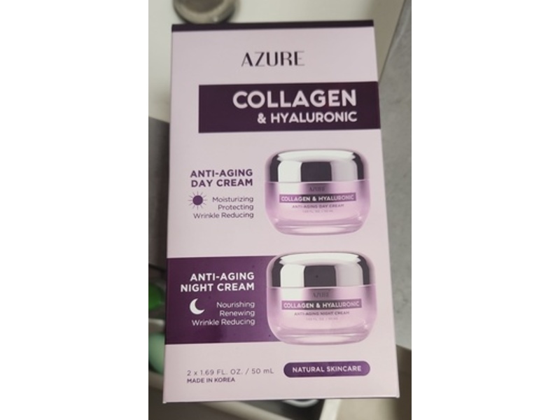 Azure Collagen & Hyaluronic Anti-Aging Day + Night Cream, 1.69 fl oz/50 mL, 2 Pack
