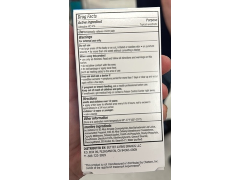 Signature Care Lidocaine Pain Relief Cream, 2.7 oz/76 g