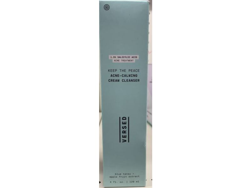 Versed Keep The Peace Acne-Calming Cream Cleanser, Blue Tansy + Apple Fruit Extract, 4 fl oz/120 mL