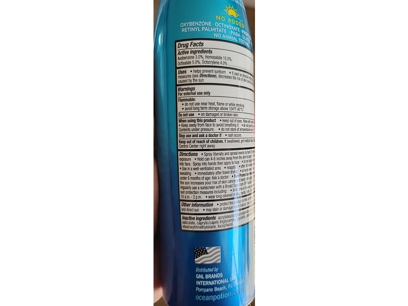 Ocean Potion Sport Sunscreen Spray, SPF 50, Fragrance Free, 5.5 fl oz/156 g
