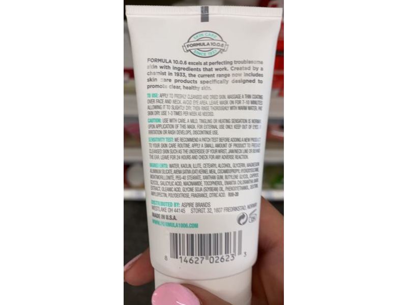 Formula 10.0.6 Renew So Smooth Oil-Controlling Clay Mask, Salicylic Acid + Oatmeal, 2.5 fl oz/75 mL