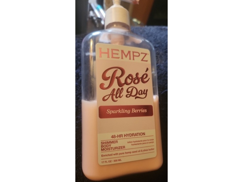 Hempz Rose All Day Shimmer Body Moisturizer, Sparkling Berries, 17 fl oz/500 mL