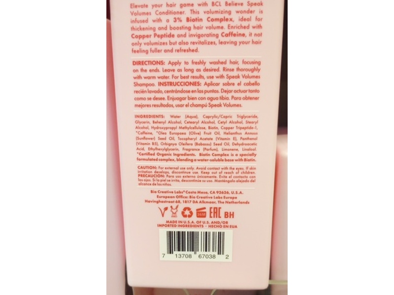 Be Care Love Believe Speak Volumes Volumizing Conditioner, 12 fl oz/355 mL