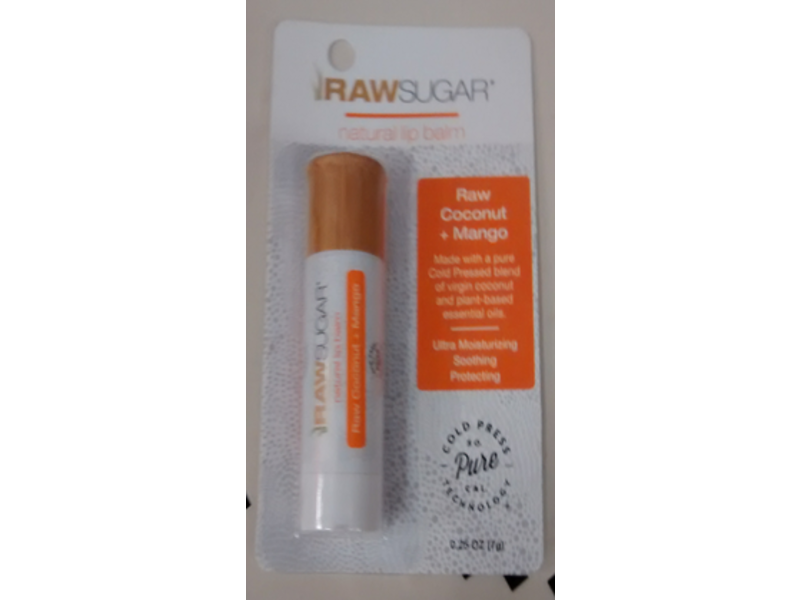 Raw Sugar Lip Balm, Raw Coconut + Mango, 0.25 oz/7 g