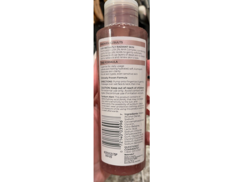 Eucerin Radiant Tone Cleansing Gel, 2% Aha Complex, 6.8 fl oz/200 mL