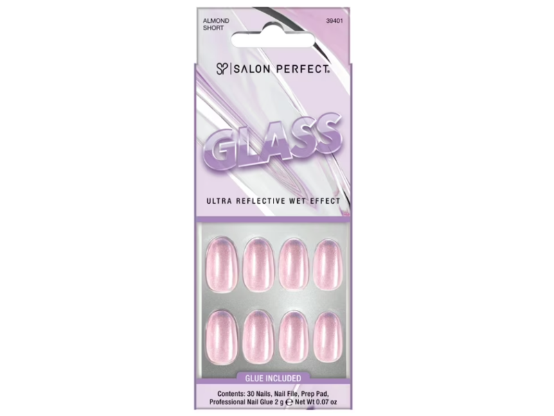 Salon Perfect Glass Ultra Reflective False Nails, 382 Glass Violet, 30 Count
