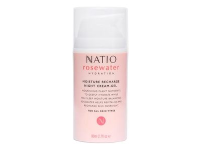 Natio Rosewater Hydration Moisture Recharge Night Cream-Gel, 2.7 fl oz/80 mL