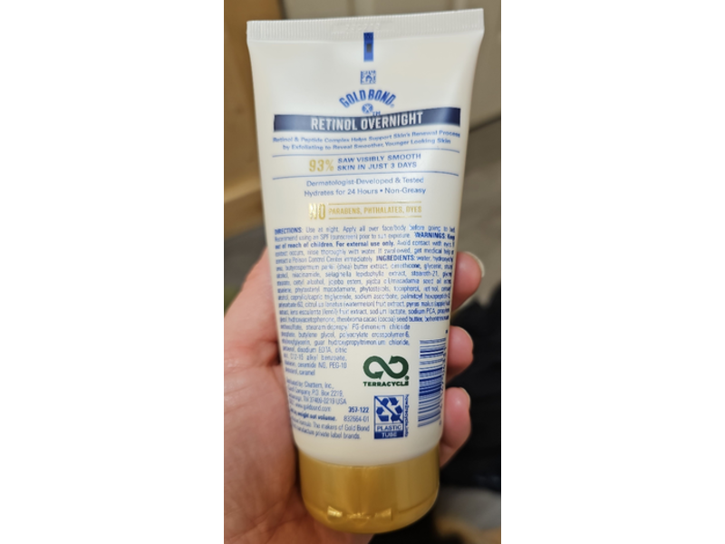 Gold Bond Retinol Overnight Body & Face Lotion, Retinol & Peptide Complex, 4.3 oz/121 g