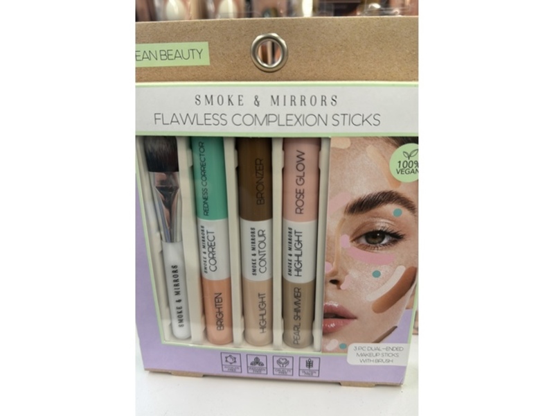 Smoke & Mirrors Flawless Complexion Sticks Set, Corrector + Contour + Highlighter,
